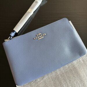 Coach Large Corner Zip Wristlet Periwinkle